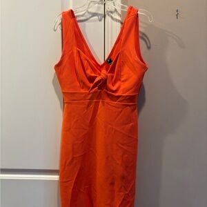 Windsor Orange Bodycon Mini Dress V-Neck Sleeveless